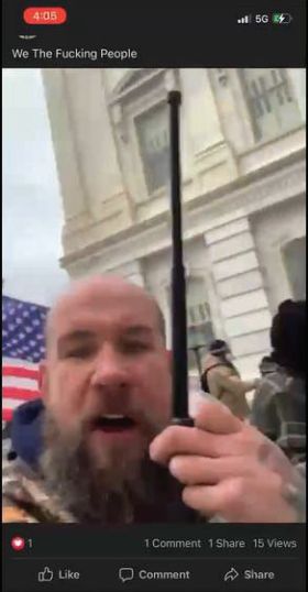 A screengrab from a video Scott Fairlamb posted on his Facebook account during the Capitol riots.